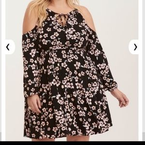 Torrid cold shoulder floral dress